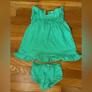 Ralph Lauren Green Striped Dress and Diaper Cover